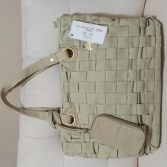 Big Buddha Handbags - Big Buddha Canvas Purse Tan Weave boho tote neutral bag